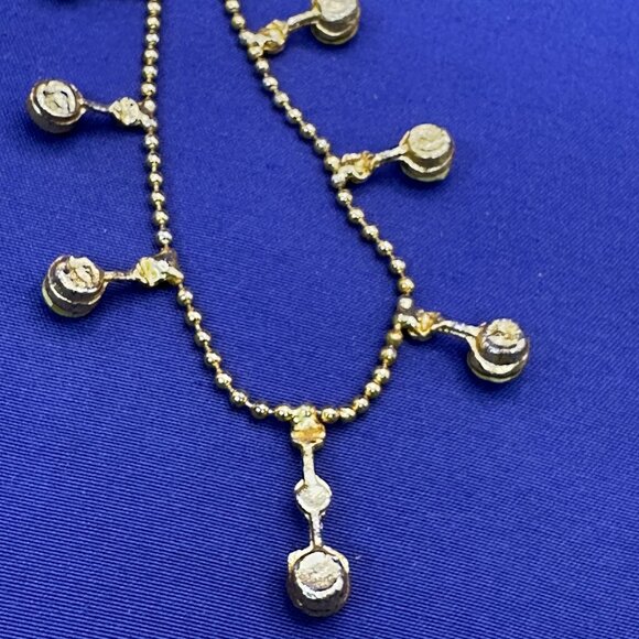 Green Faceted Crystal Necklace on Gold-Tone Round Ball Chain - Picture 10 of 16